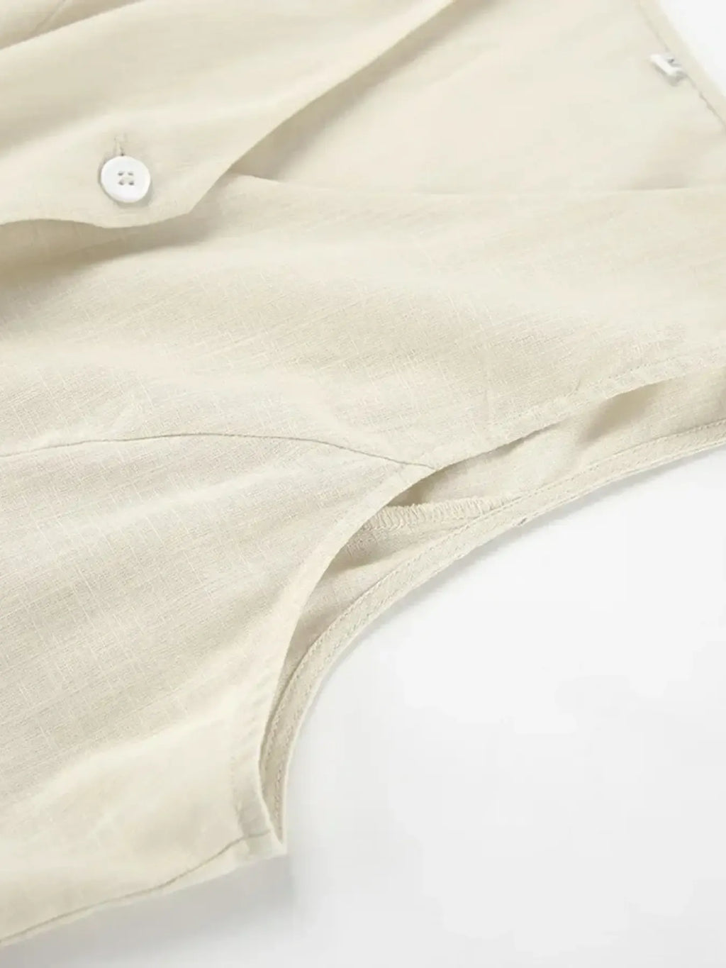 Button Up V-Neck Vest and Shorts Set