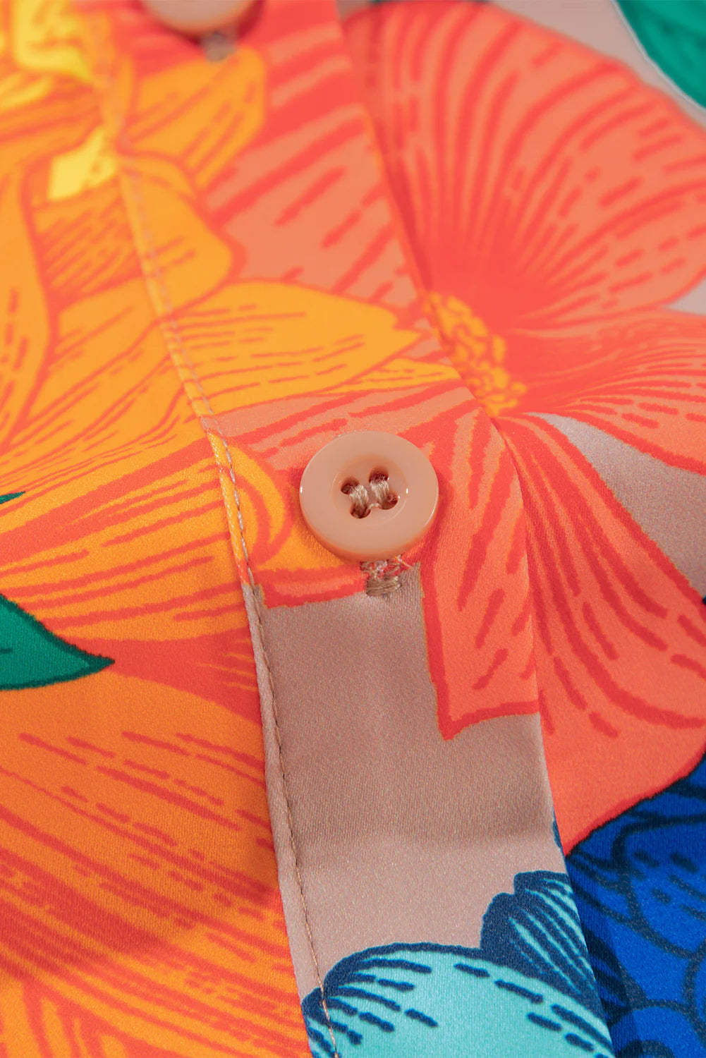 Printed Button Up Long Sleeve Top and Shorts Set