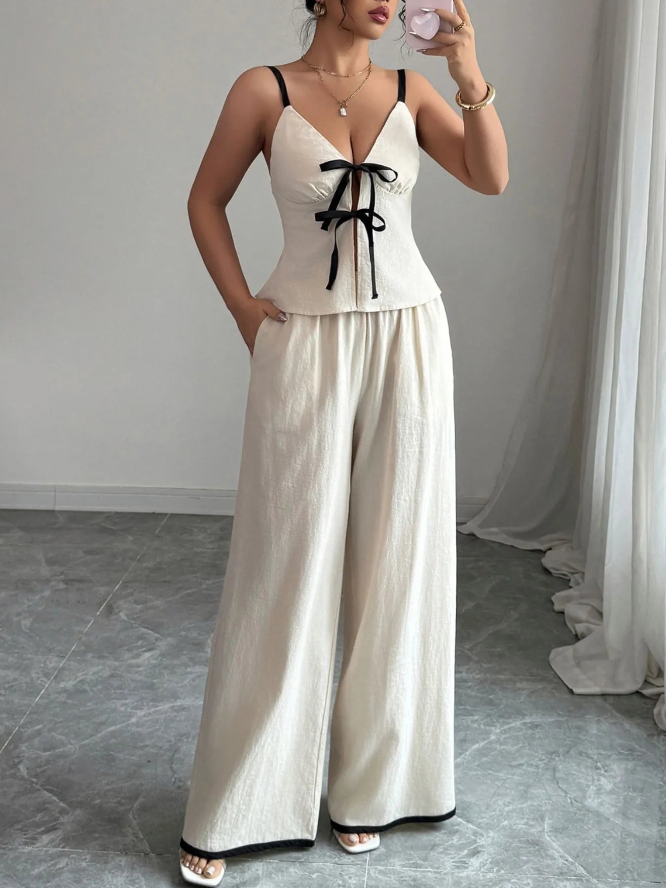 Tie Front Cami and Pants Set