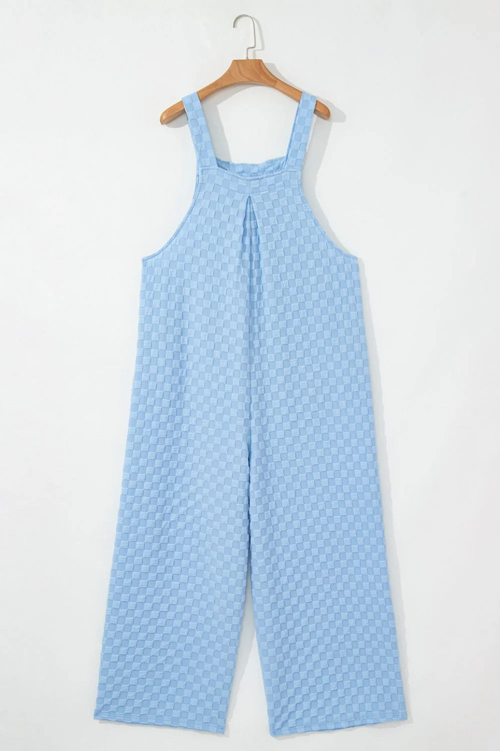 Checkered Pocketed Wide Leg Overalls