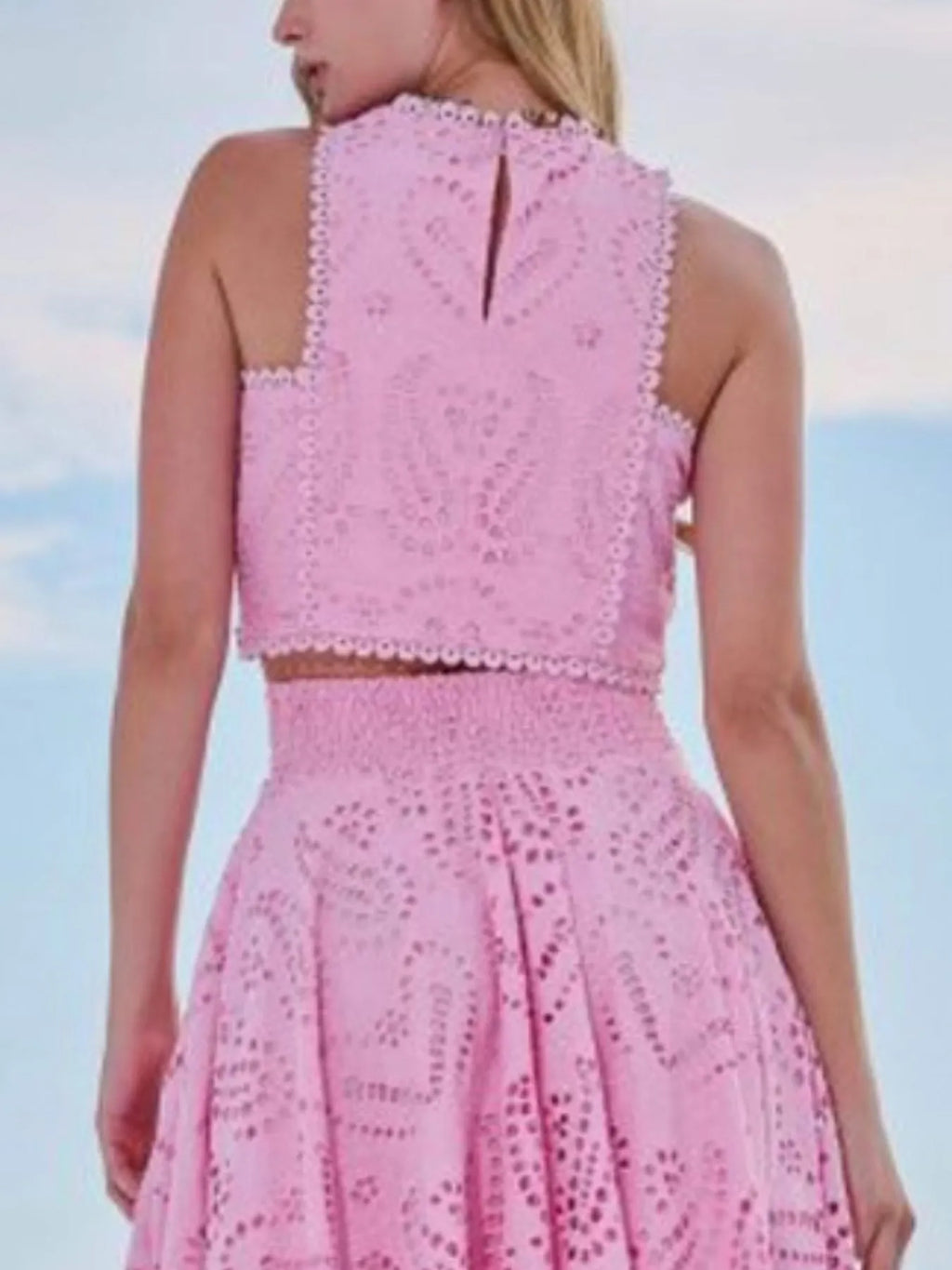 Eyelet Lace Top and Maxi Skirt Set