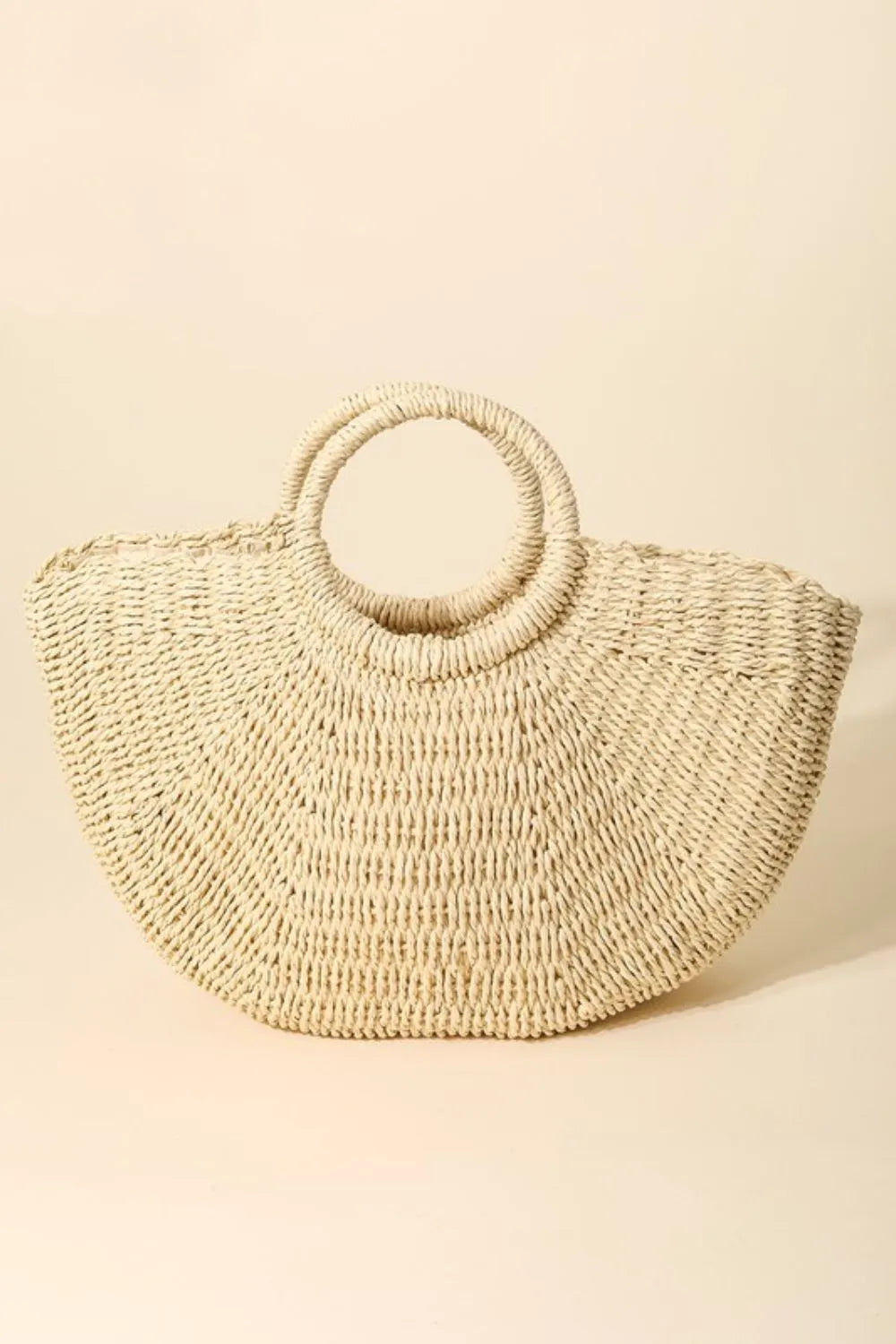 Fame Half Moon Straw Tote Bag
