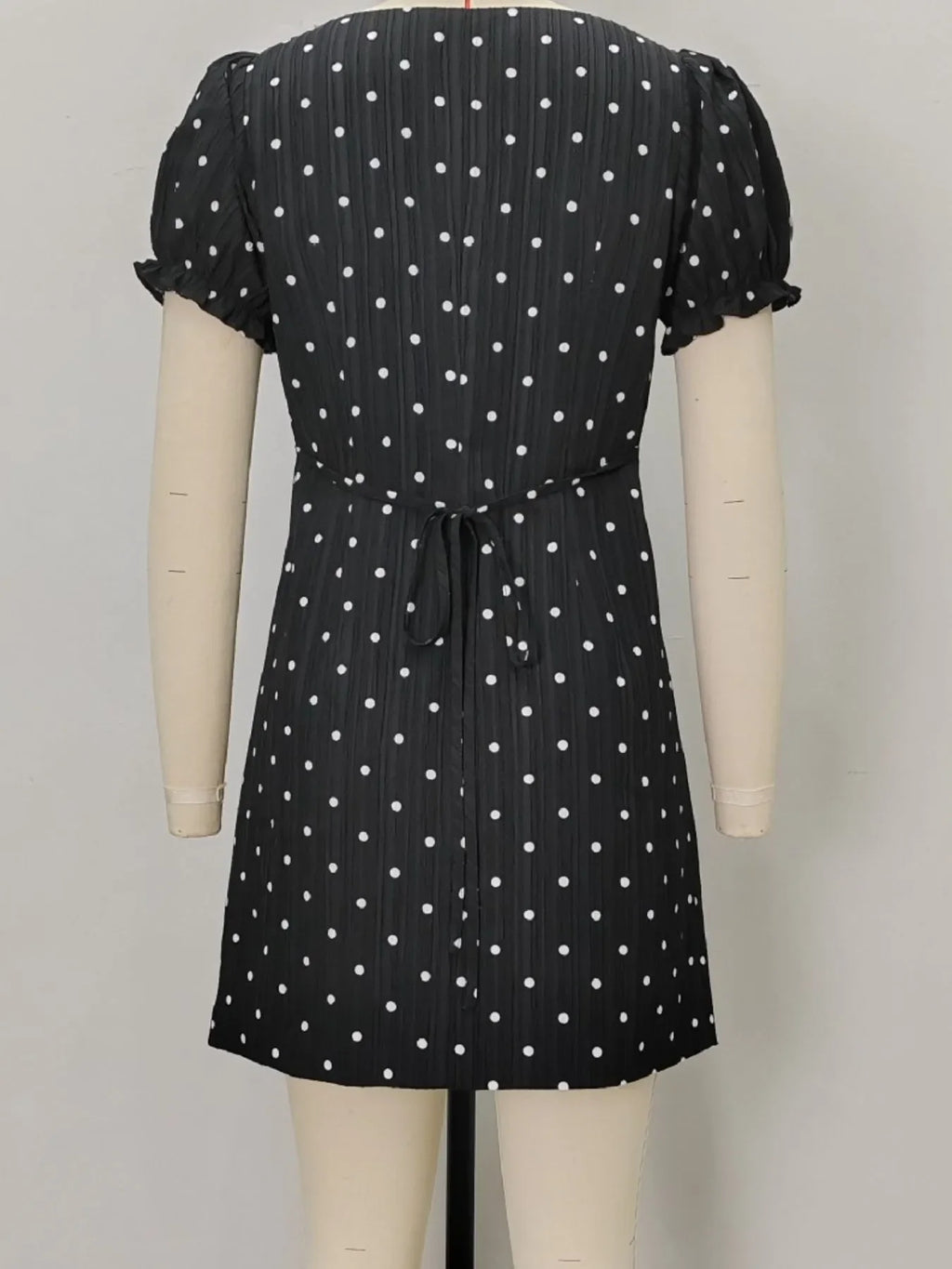 Polka Dot Puff Sleeve Mini Dress