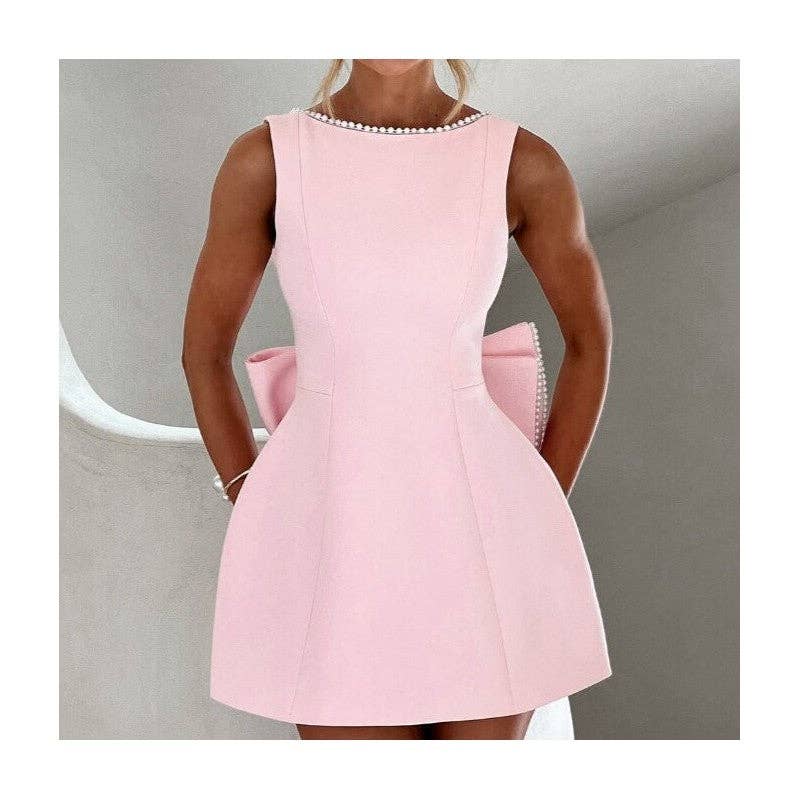 Pearl Butterfly Bow Bodycon Mini Dress
