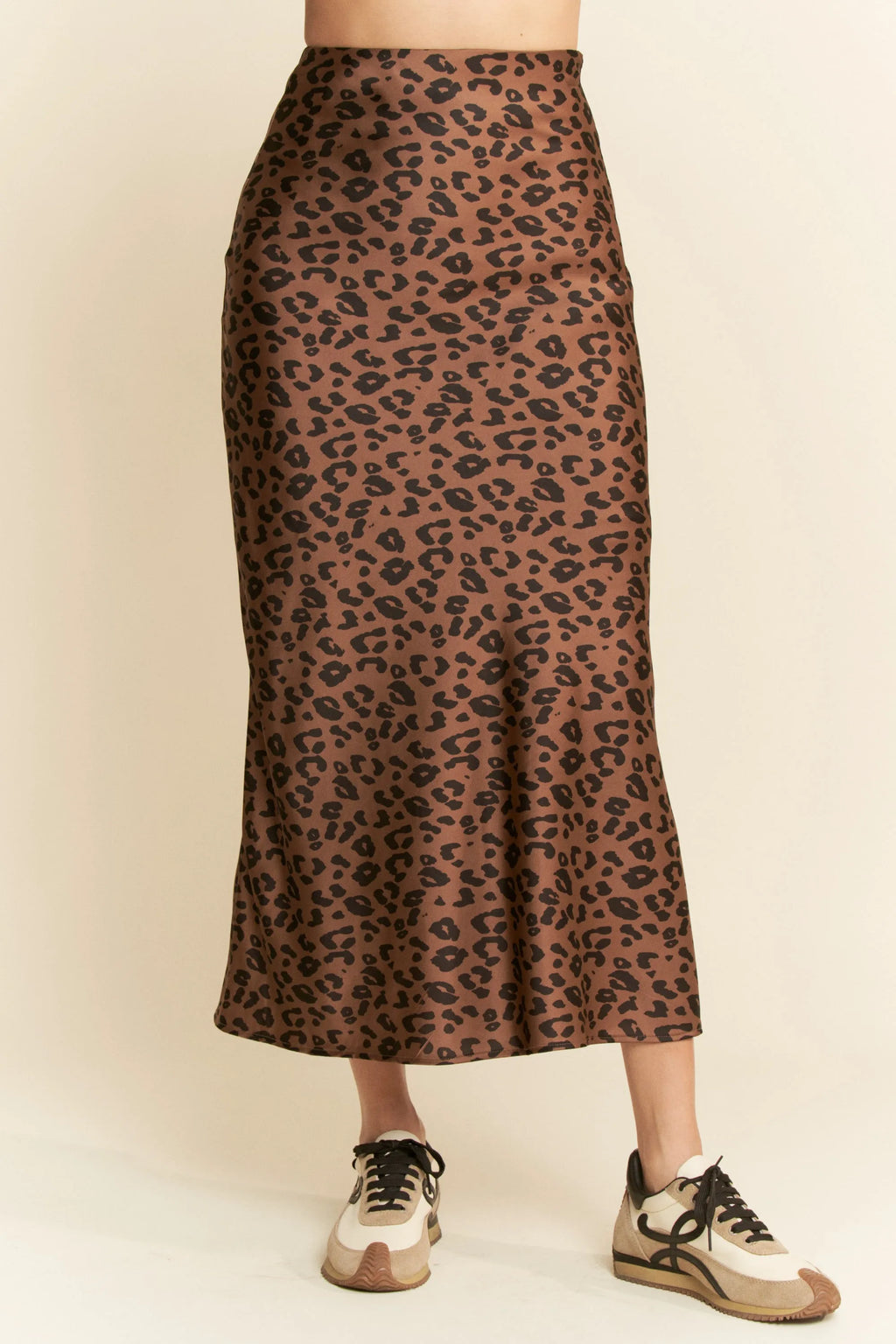 Davi & Dani Leopard Animal Print Long Length Skirt