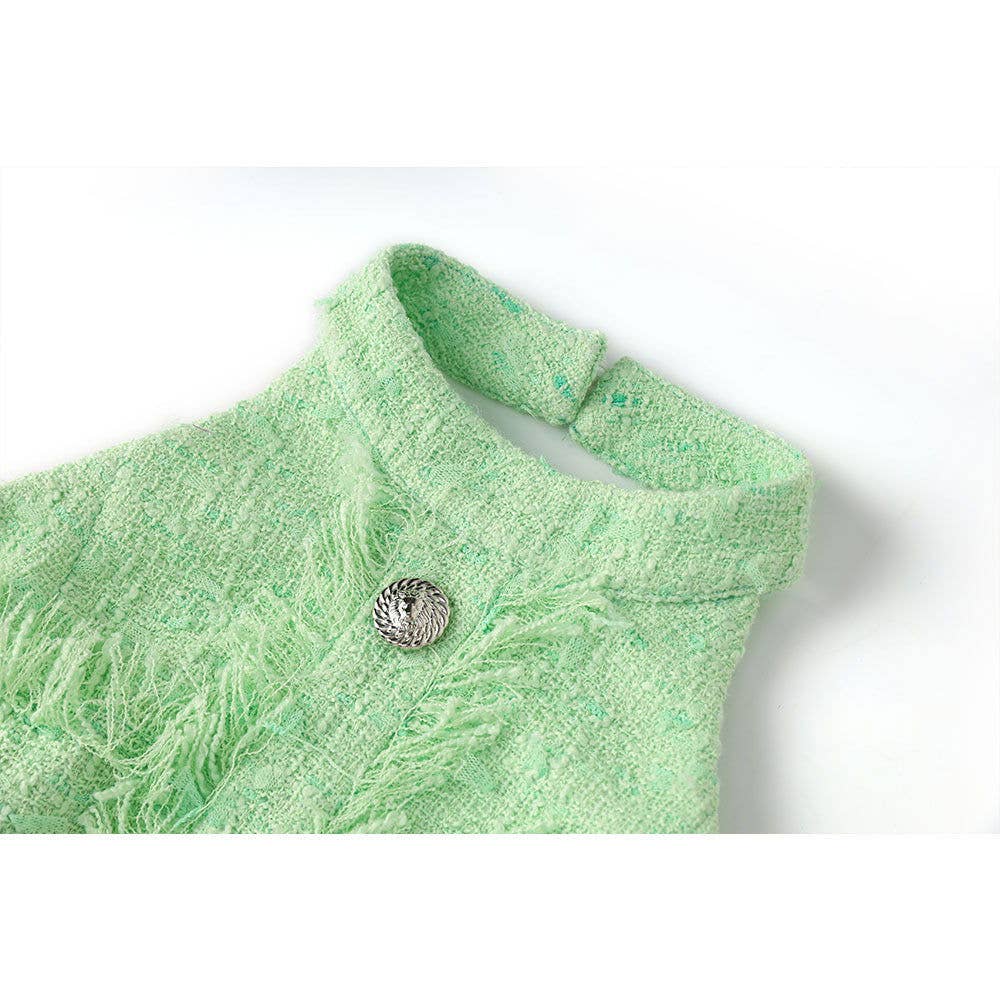 Nadia Mint Halter Tweed Mini Dress