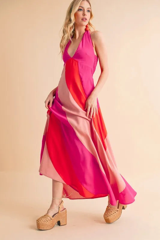 Aemi+Co Color Block Sleeveless Maxi Dress