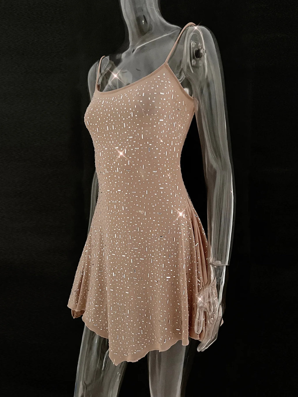 Rhinestone Decor Mini Cami Dress