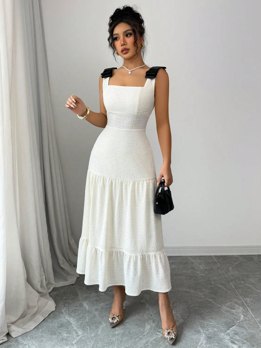 Square Neck Wide Strap Dress