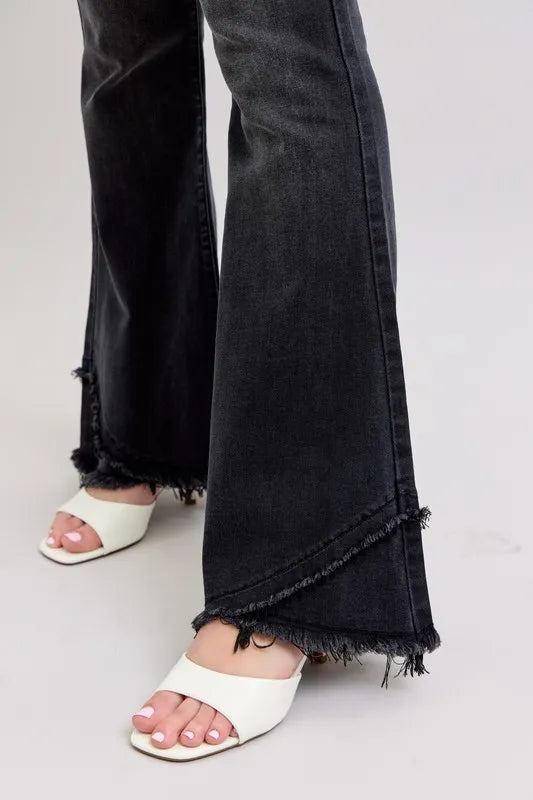 Judy Blue Full Size High Waist Flare W/ Mock Fray Tulip Hem Plus Size