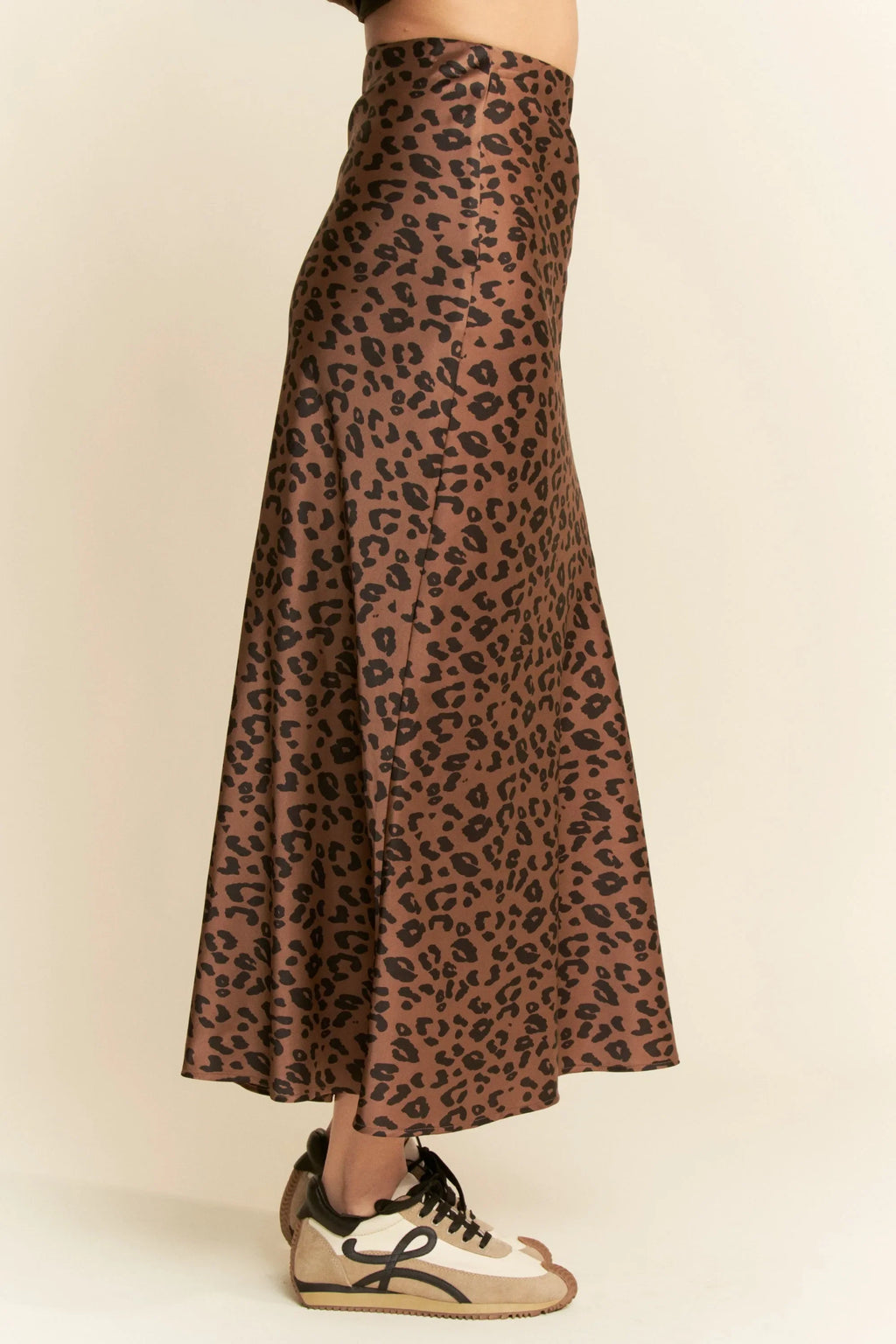 Davi & Dani Leopard Animal Print Long Length Skirt