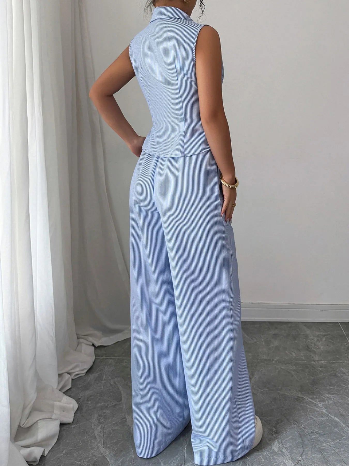 Striped Sleeveless Top and Pants Set