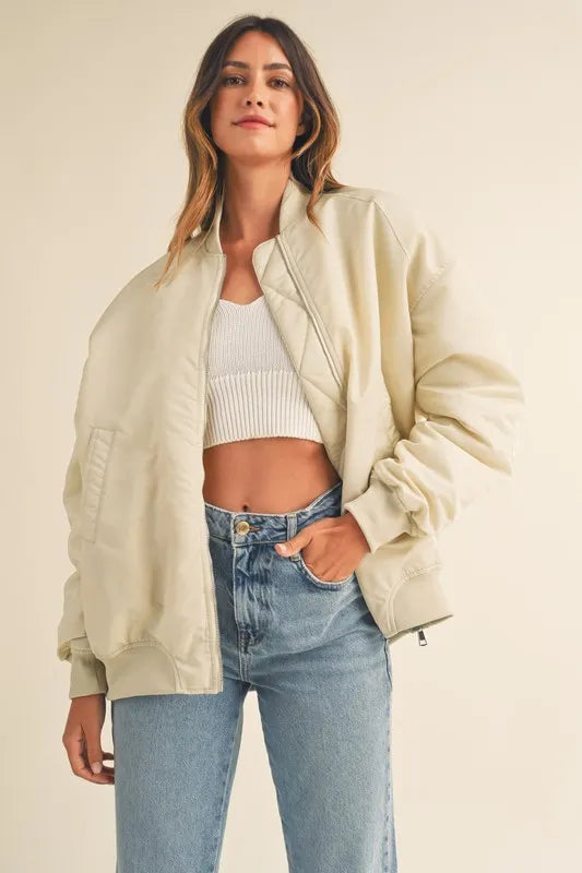 MABLE Back Ruched Utiltiy Bomber Jacket