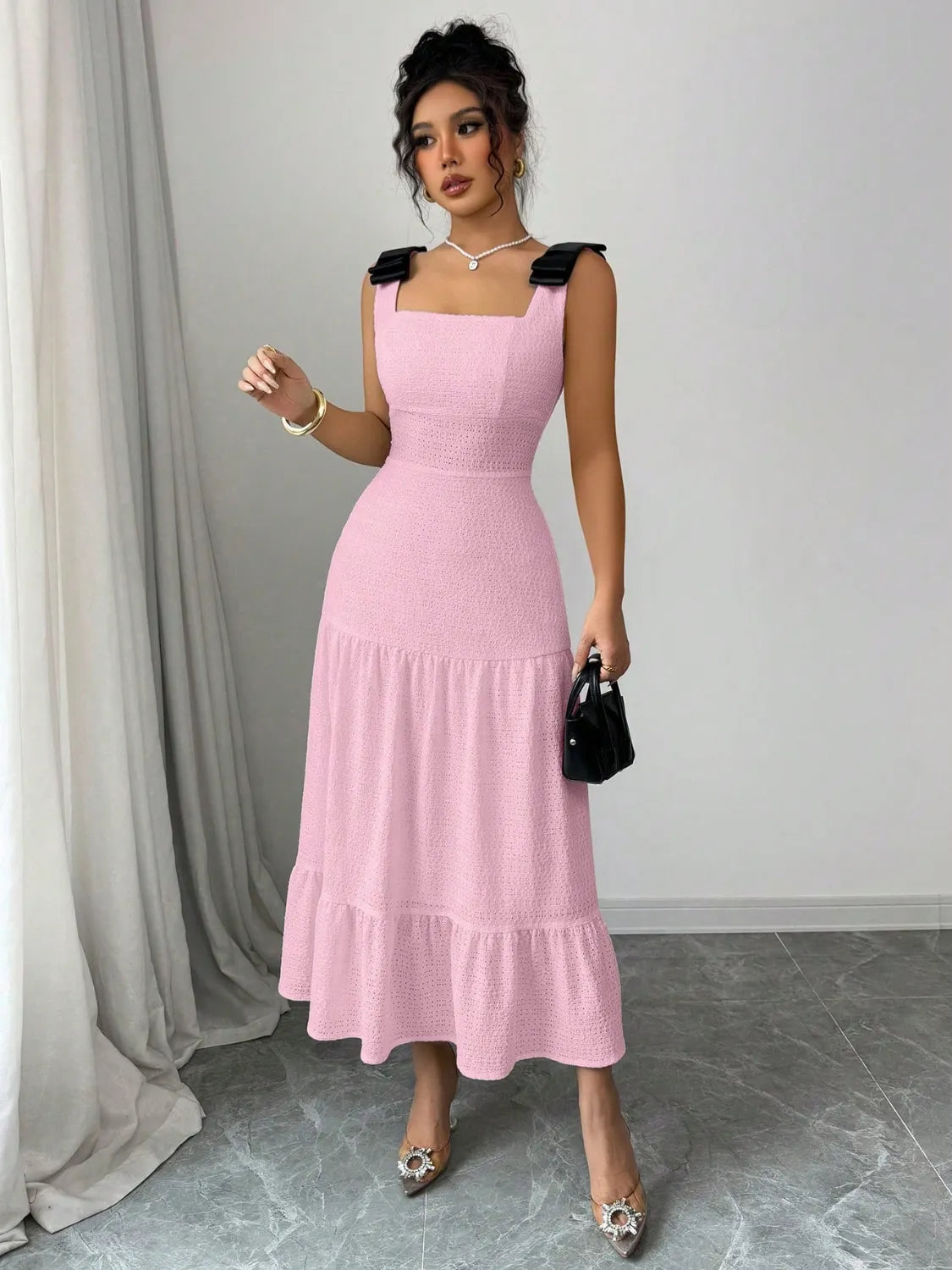 Square Neck Wide Strap Dress